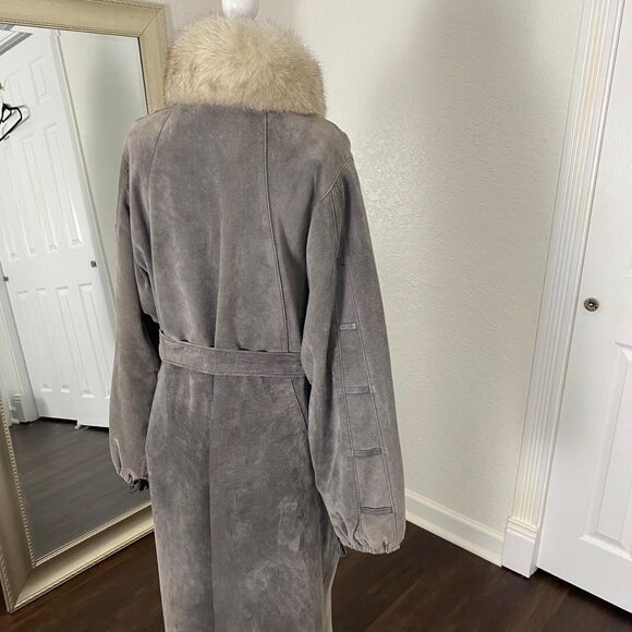 Saks Fifth Avenue Vintage Suede Leather Penny Lane Trench Coat Made in Canada L - Picture 7 of 11